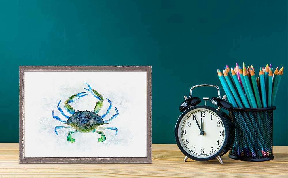 Crab Portrait Mini Framed Canvas