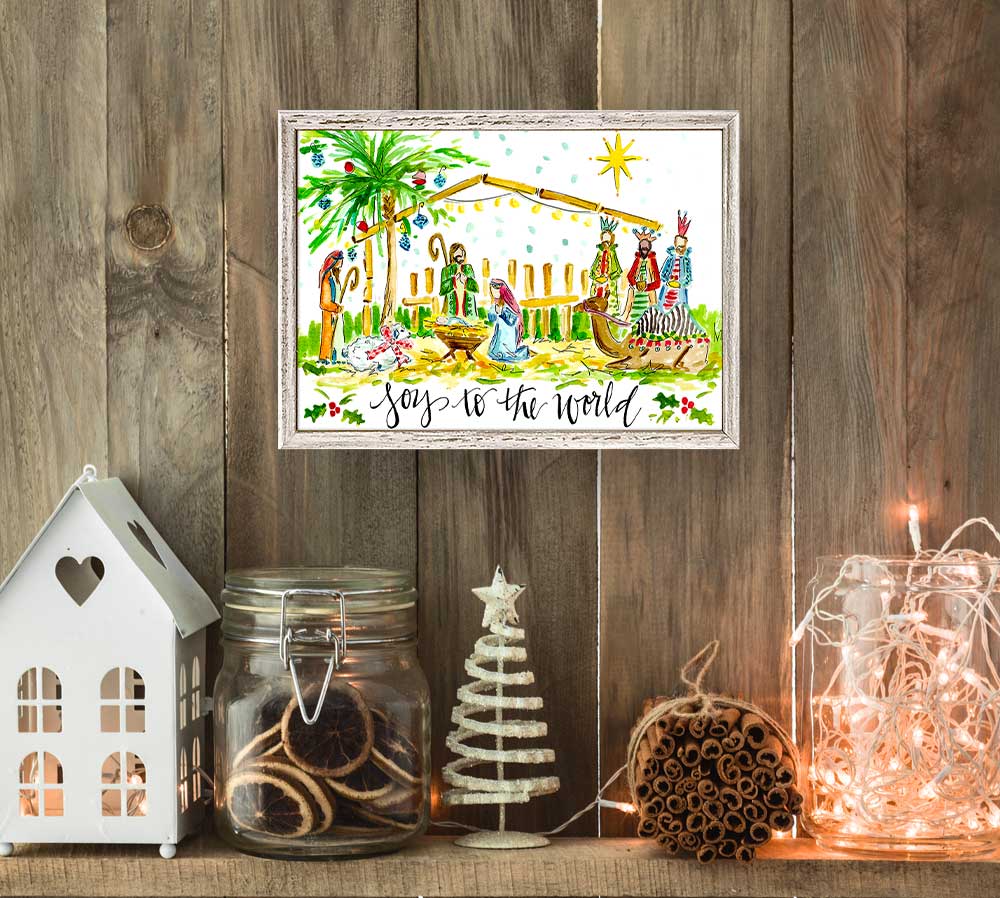 Holiday - Joy To The World Nativity Mini Framed Canvas