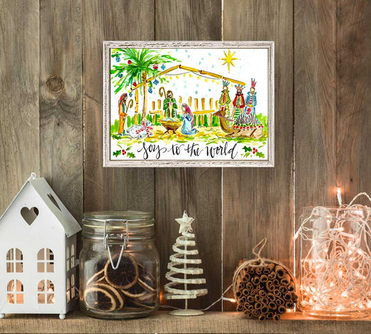 Holiday - Joy To The World Nativity Mini Framed Canvas - GreenBox Art