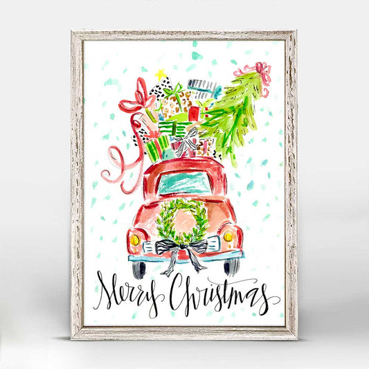 Holiday - Christmas Truck Mini Framed Canvas