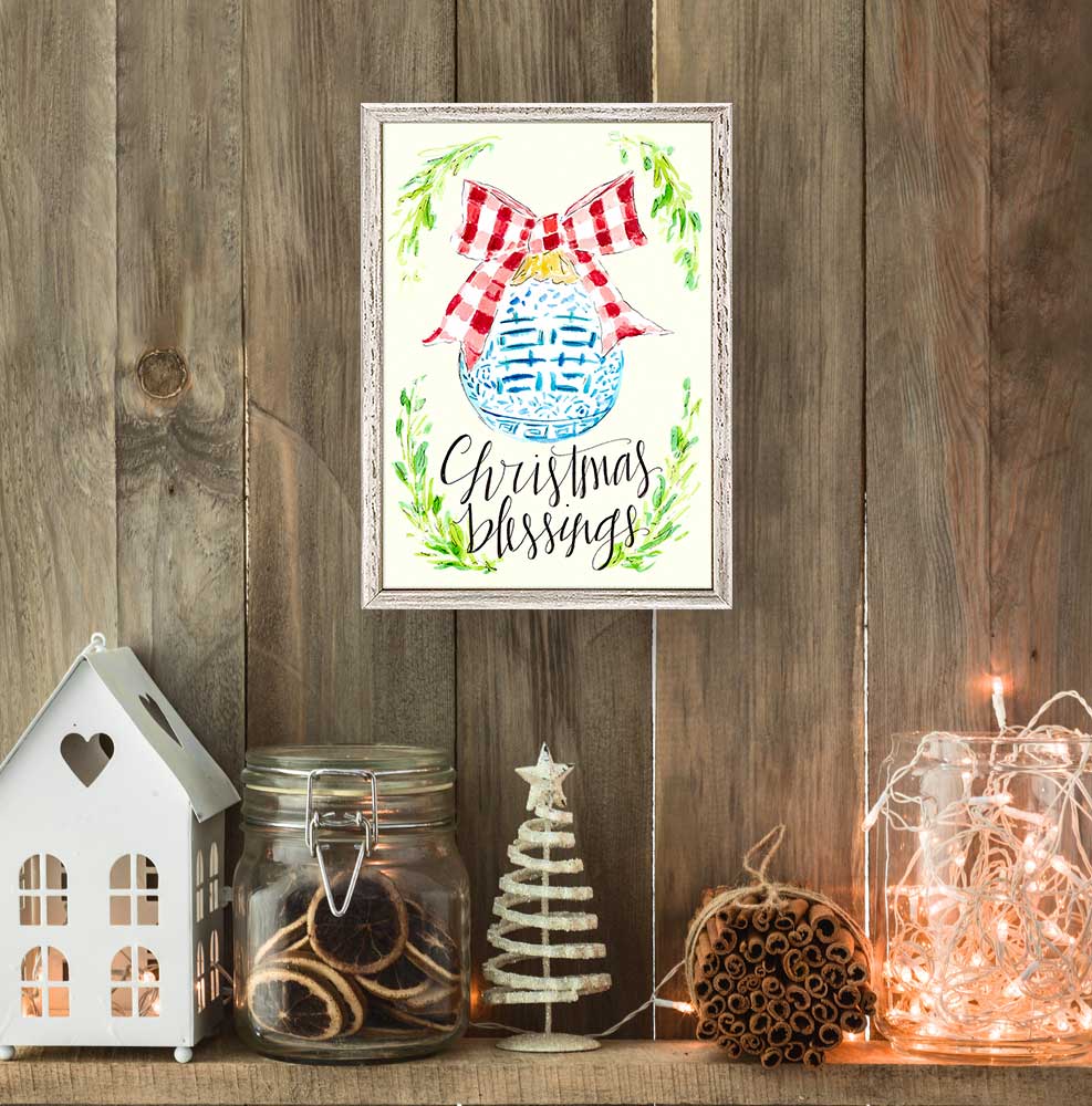 Holiday - Christmas Blessings Mini Framed Canvas - GreenBox Art