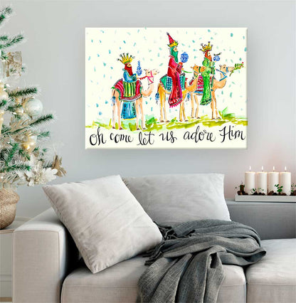 Holiday - Oh Come Let Us Adore Him Canvas Wall Art