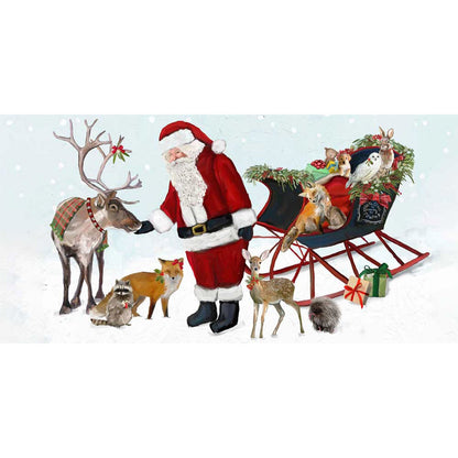 Holiday - Santa With Sleigh Canvas Wall Art