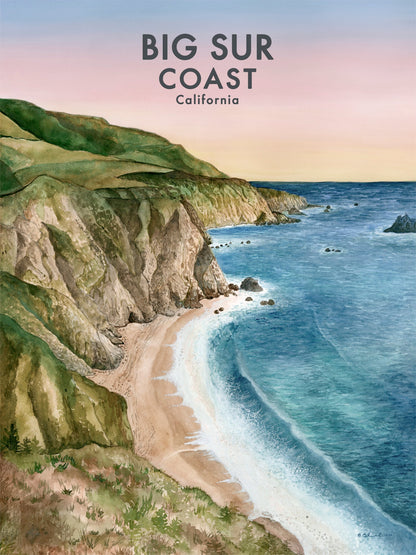 Lovely Landscapes - Big Sur With Text Canvas Wall Art