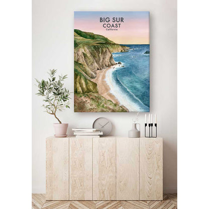 Lovely Landscapes - Big Sur With Text Canvas Wall Art