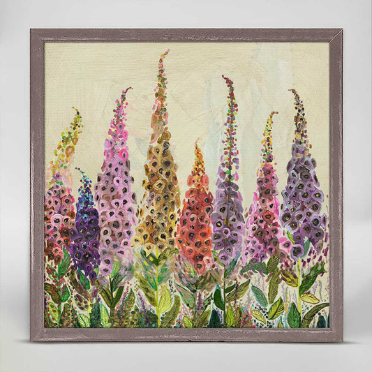 Foxgloves - Cream Mini Framed Canvas - GreenBox Art