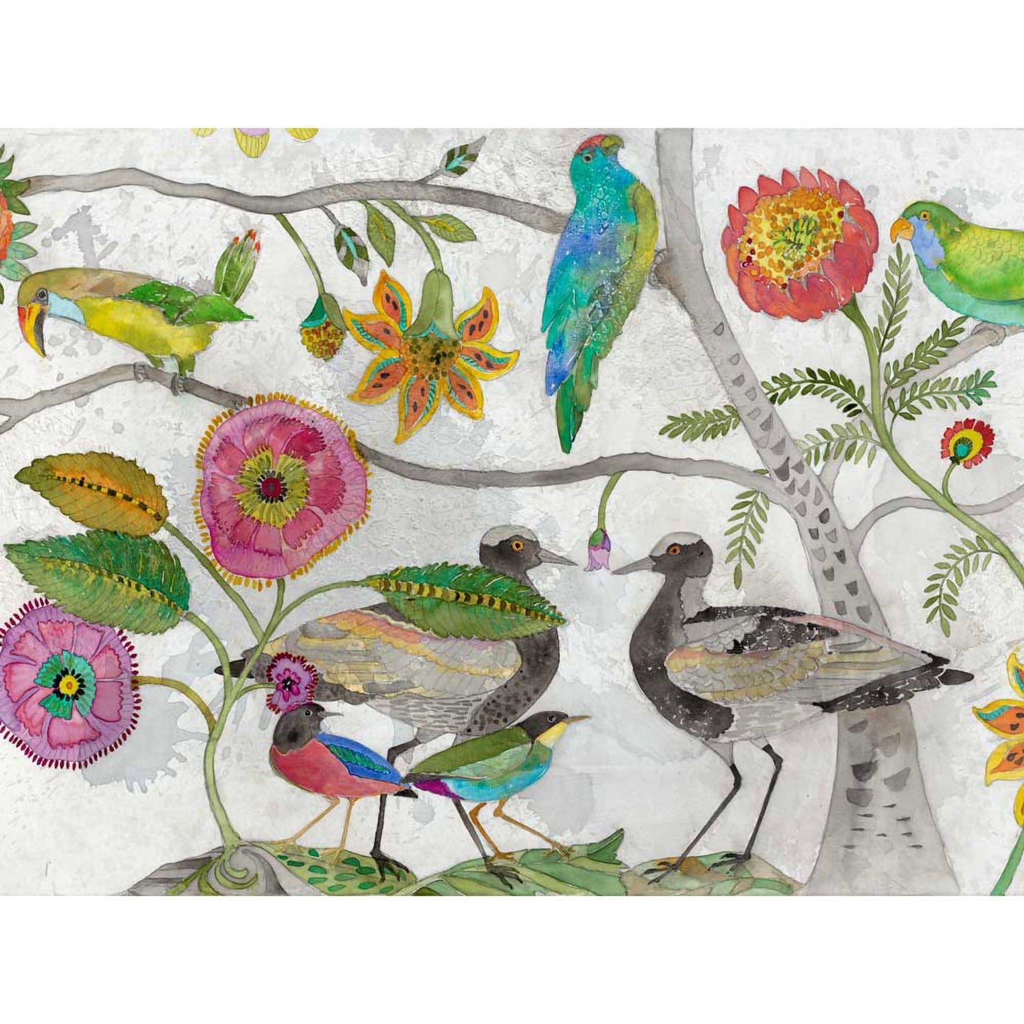 Tropical Birds - Full Color - 2 Canvas Wall Art