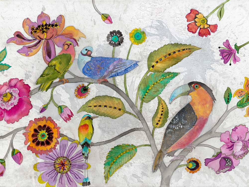 Tropical Birds - Full Color - Diptych Canvas Wall Art - GreenBox Art