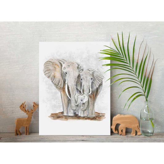 Elephant Family Canvas Wall Art