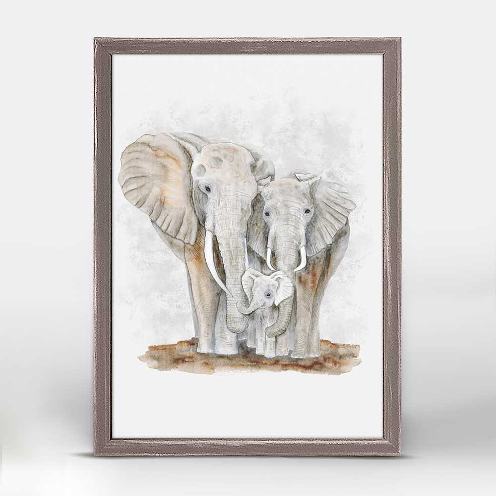 Elephant Family Mini Framed Canvas