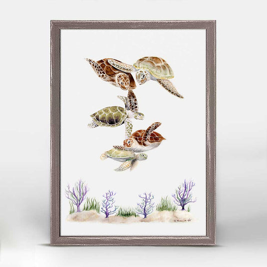 Turtle Family Mini Framed Canvas