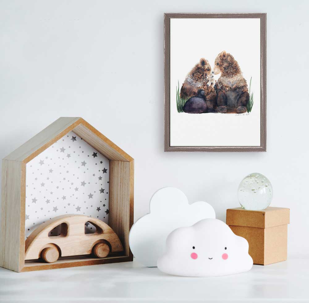 Bear Family Mini Framed Canvas