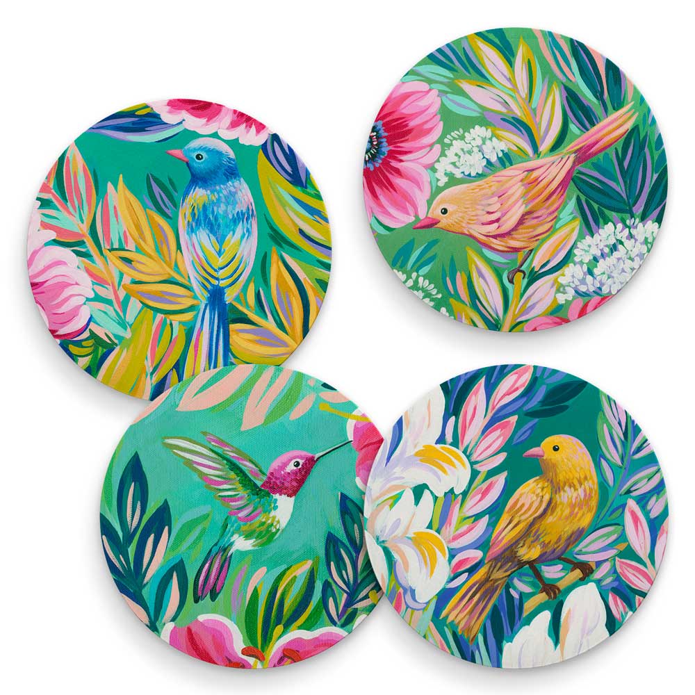 Garden Grown Birds - Set of 4 Coaster Set