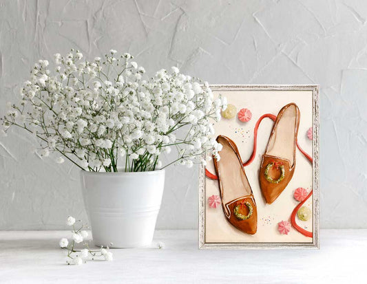 Gingerbread Shoes Mini Framed Canvas