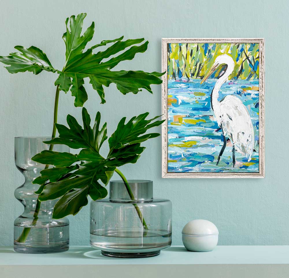 Abstract Egret Mini Framed Canvas
