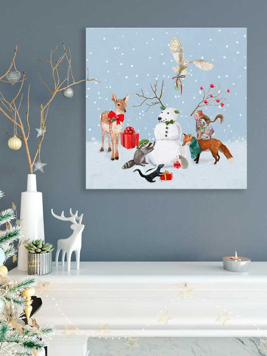 Holiday - Snowdeer And Friends Canvas Wall Art - GreenBox Art