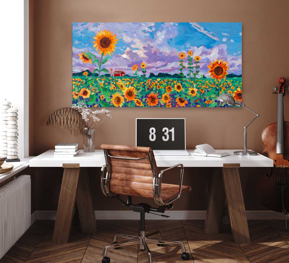 Sunflower Panoramic Canvas Wall Art