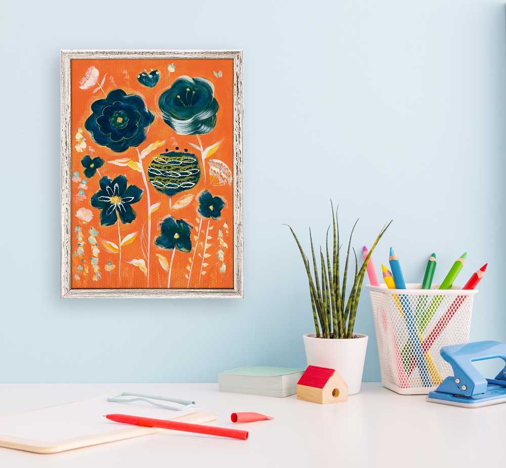 Blue Bouquet Mini Framed Canvas - GreenBox Art