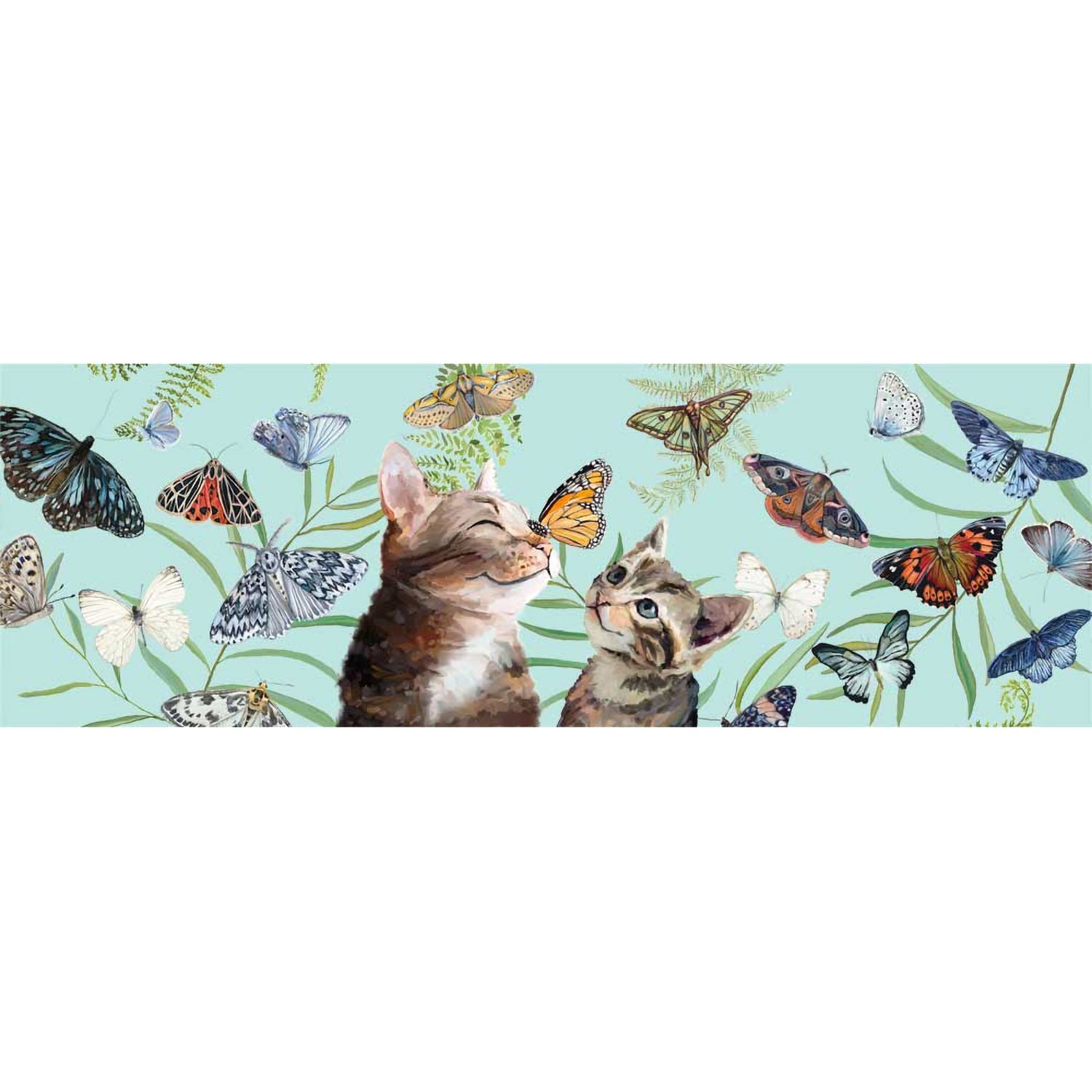 Butterfly And Kitten Friends Canvas Wall Art - GreenBox Art