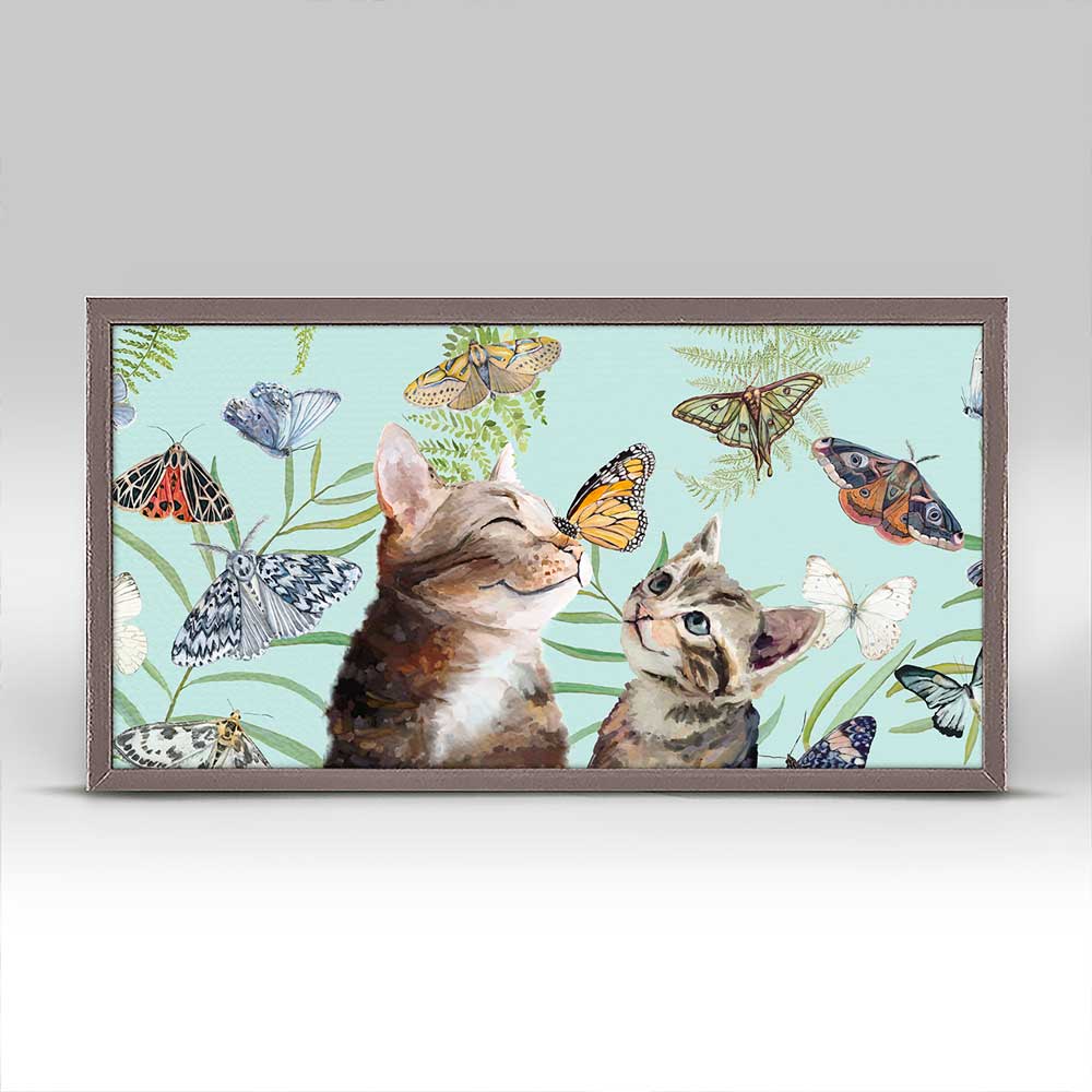 Butterfly And Kitten Friends Mini Framed Canvas