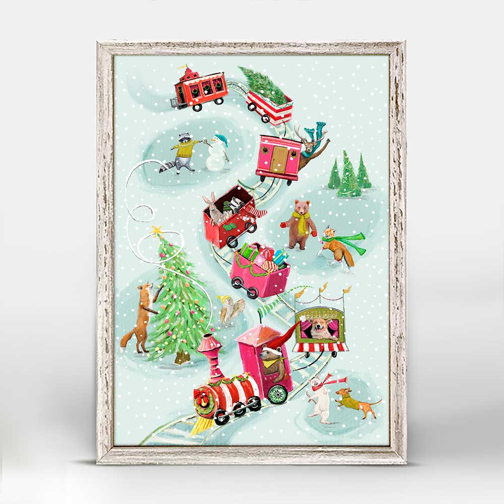 Holiday - Animal Train Mini Framed Canvas - GreenBox Art