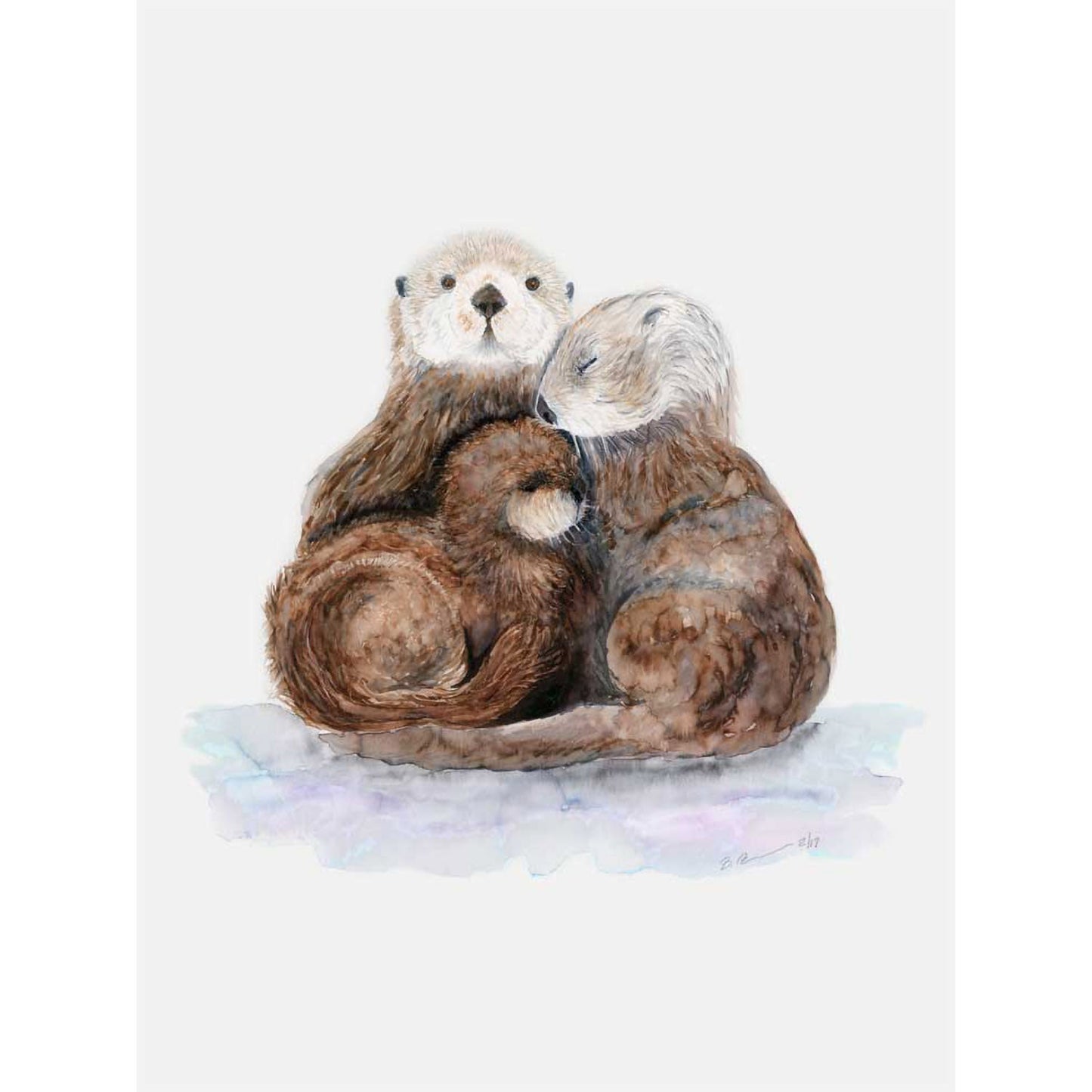 Sea Otter Family Canvas Wall Art