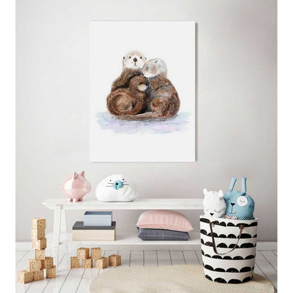 Sea Otter Family Canvas Wall Art