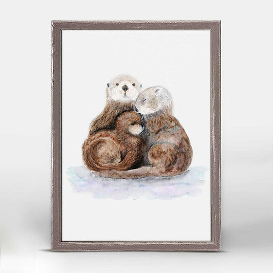 Sea Otter Family Mini Framed Canvas