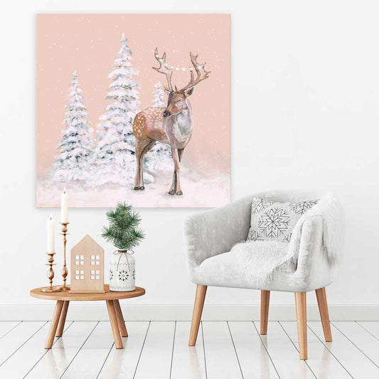 Holiday - Hot Cocoa Deer Canvas Wall Art - GreenBox Art