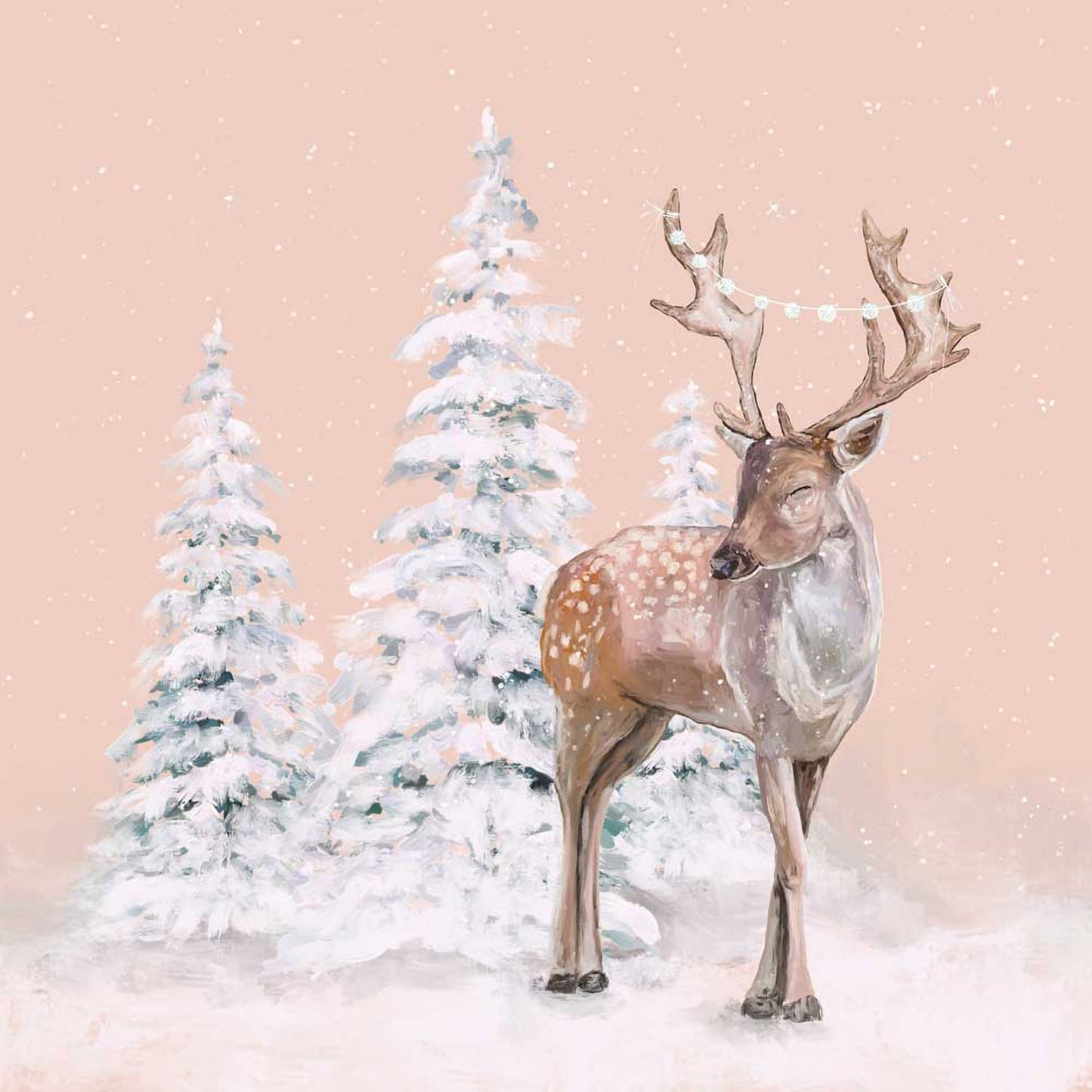 Holiday - Hot Cocoa Deer Canvas Wall Art - GreenBox Art