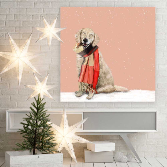 Holiday - Hot Cocoa Golden Retriever Canvas Wall Art - GreenBox Art