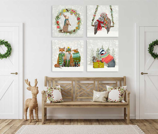 Holiday - Santa Claws Bunny Canvas Wall Art - GreenBox Art