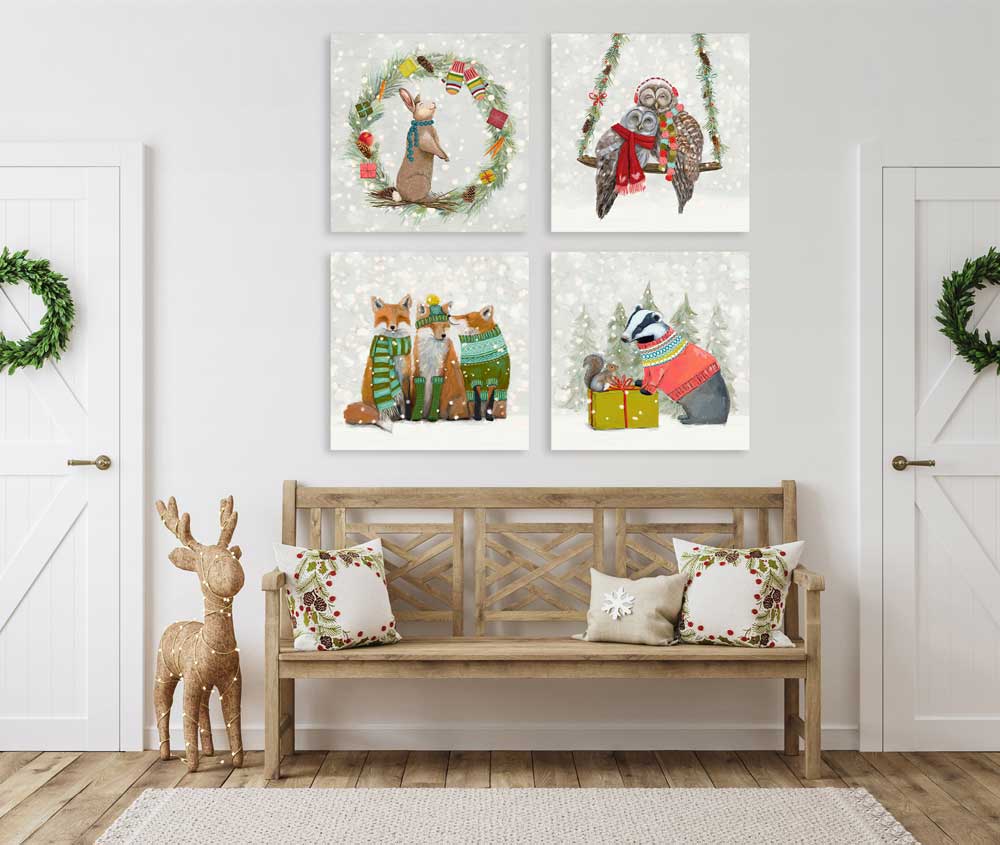 Holiday - Santa Claws Badger Canvas Wall Art - GreenBox Art