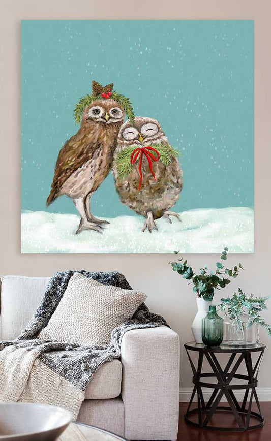 Holiday - Hot Cocoa Owls Canvas Wall Art - GreenBox Art