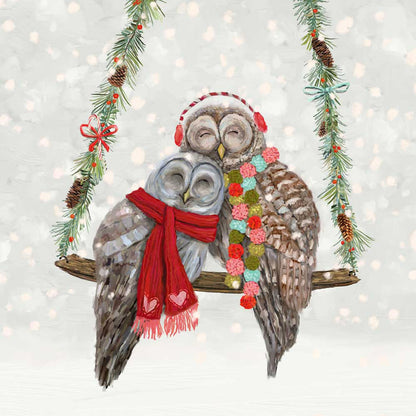 Holiday - Santa Claws Owl Pair Canvas Wall Art