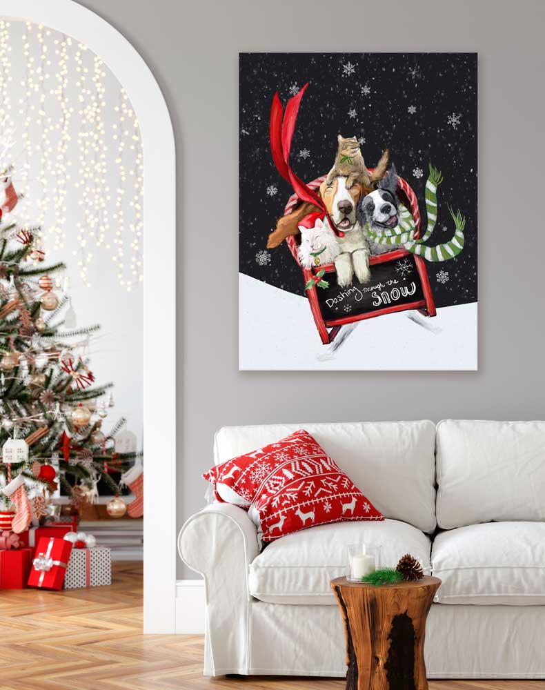 Holiday - Dashing Through The Snow - Group Canvas Wall Art - GreenBox Art