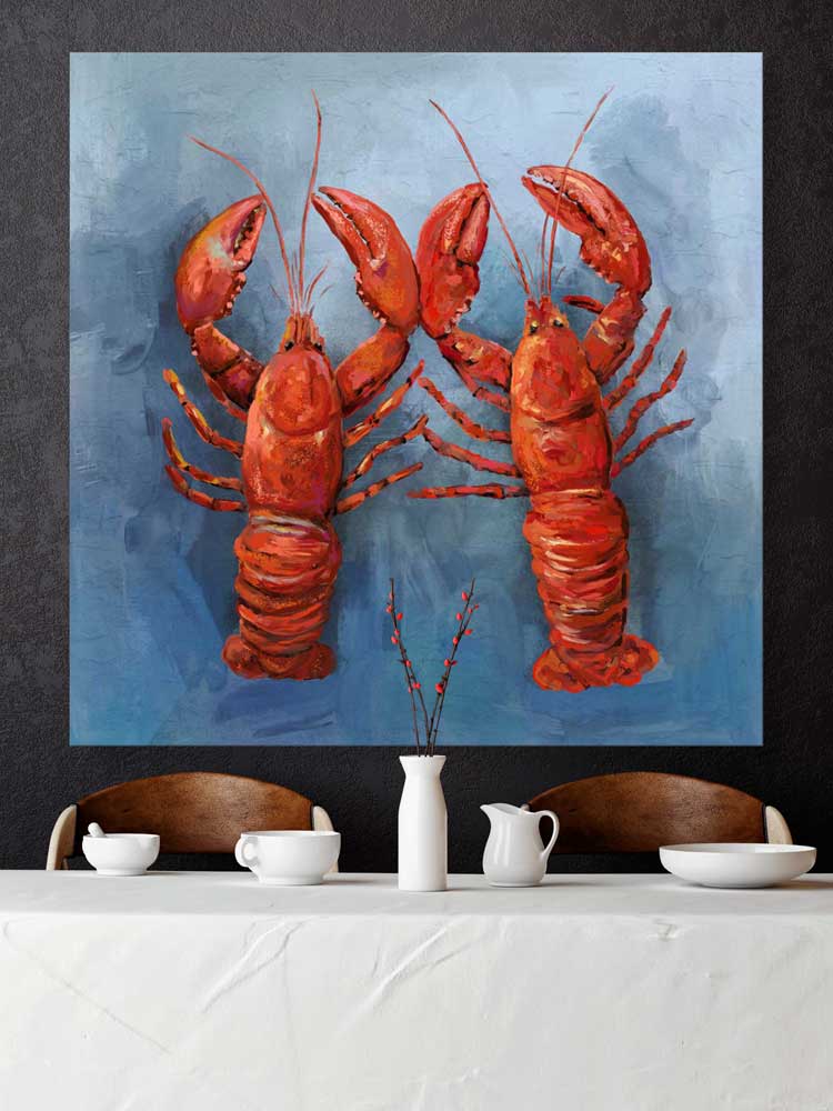 Coastal Locals - Lobster Pair Canvas Wall Art - GreenBox Art