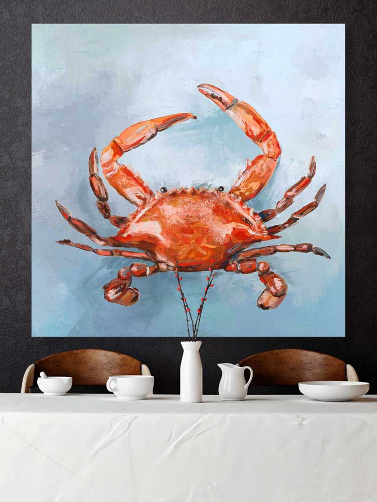 Coastal Locals - Red Crab Canvas Wall Art - GreenBox Art