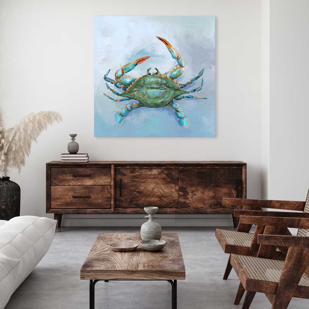 Coastal Locals - Blue Crab Canvas Wall Art - GreenBox Art