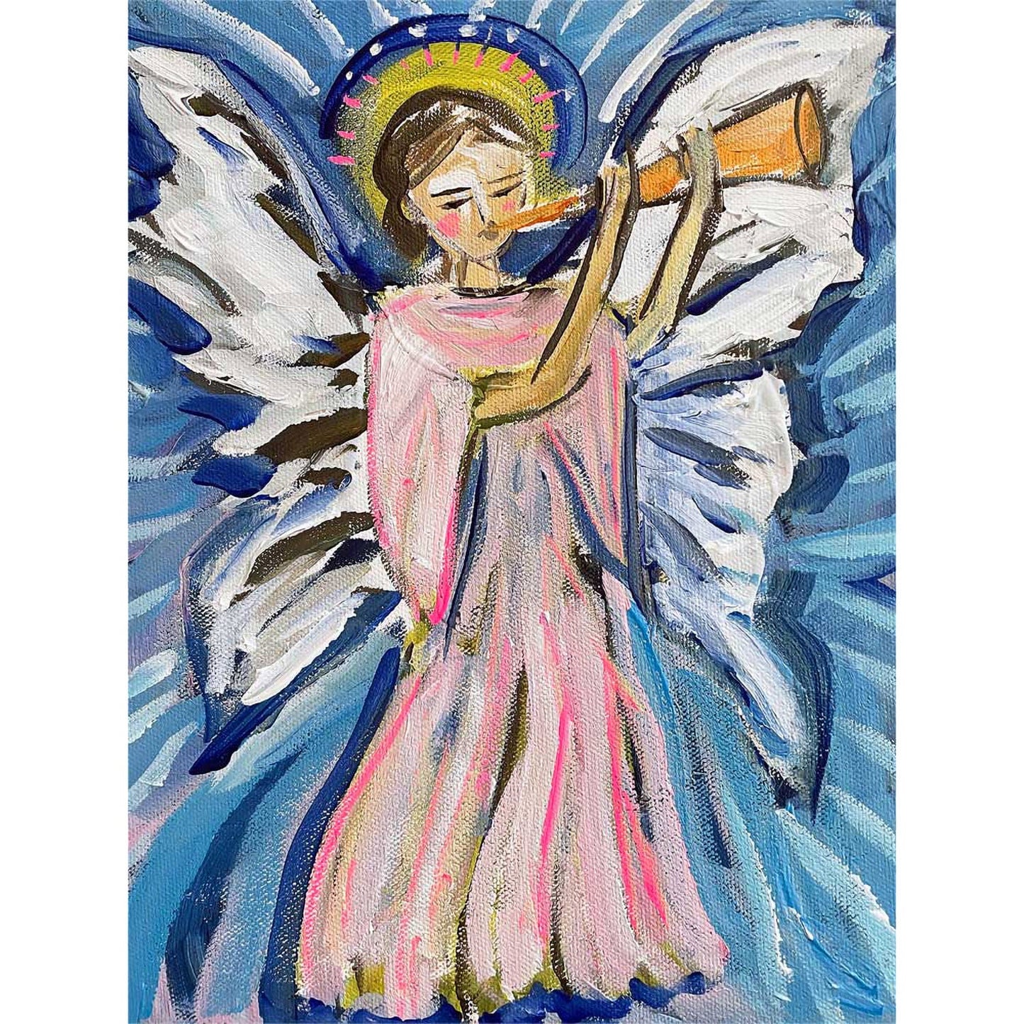 Holiday - Angel And Trumpet Canvas Wall Art - GreenBox Art