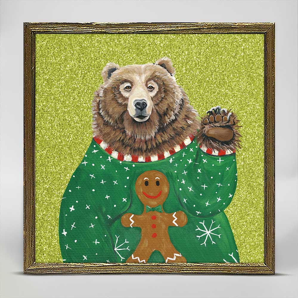 Holiday - Herb The Bear Embellished Mini Framed Canvas