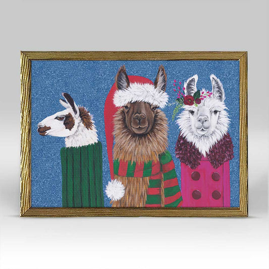 Holiday - Fa-La-La-La-Llama Trio Embellished Mini Framed Canvas
