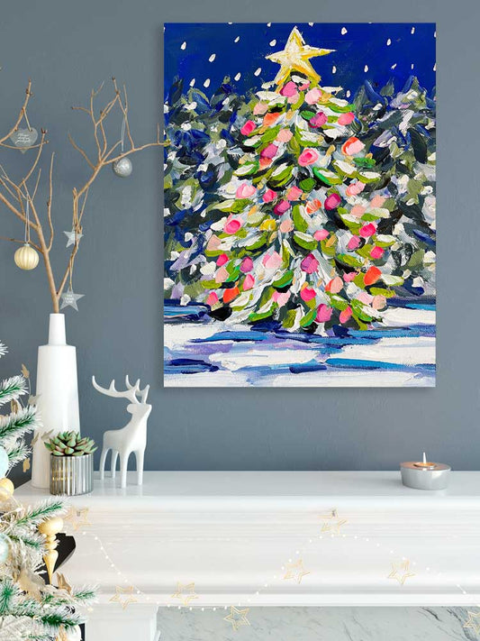 Holiday - Moonlit Tree Canvas Wall Art - GreenBox Art