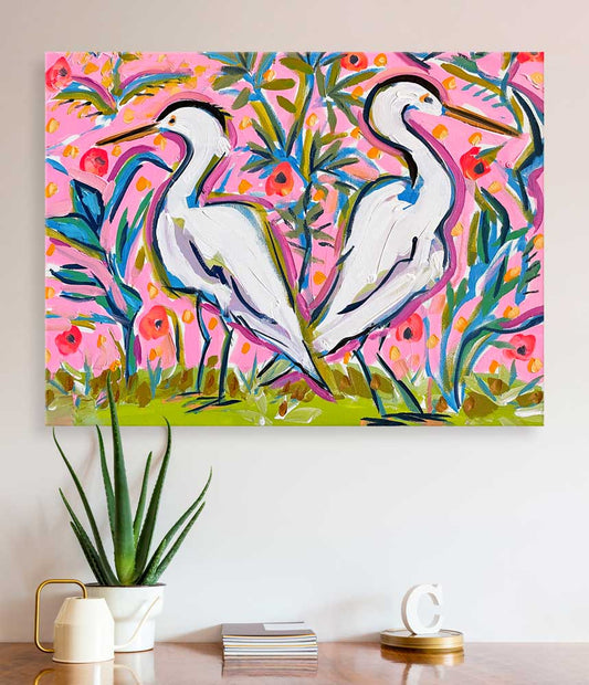 Egrets Joy Canvas Wall Art
