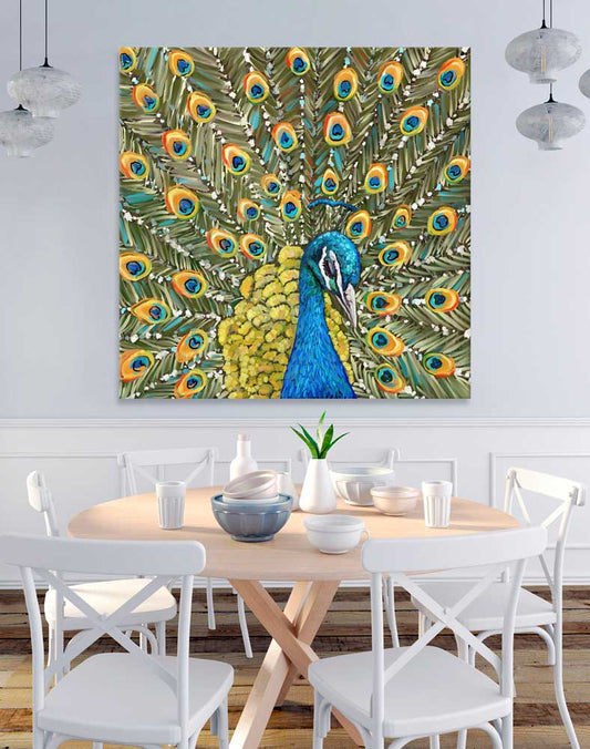 Peaceful Peacock Canvas Wall Art - GreenBox Art