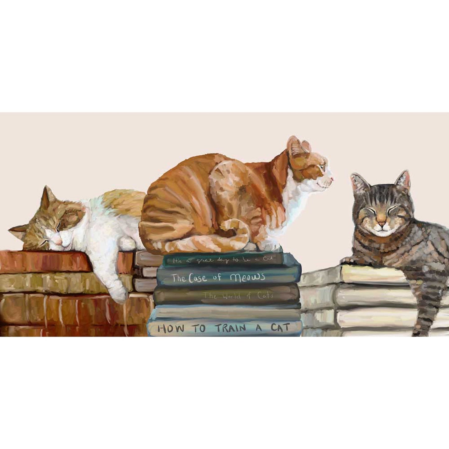 Cats On Books Canvas Wall Art