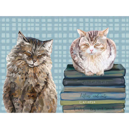 Cat Pair On Books Canvas Wall Art