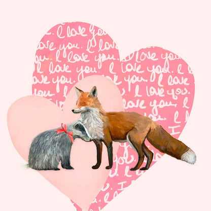 Valentine Fox And Badger Canvas Wall Art