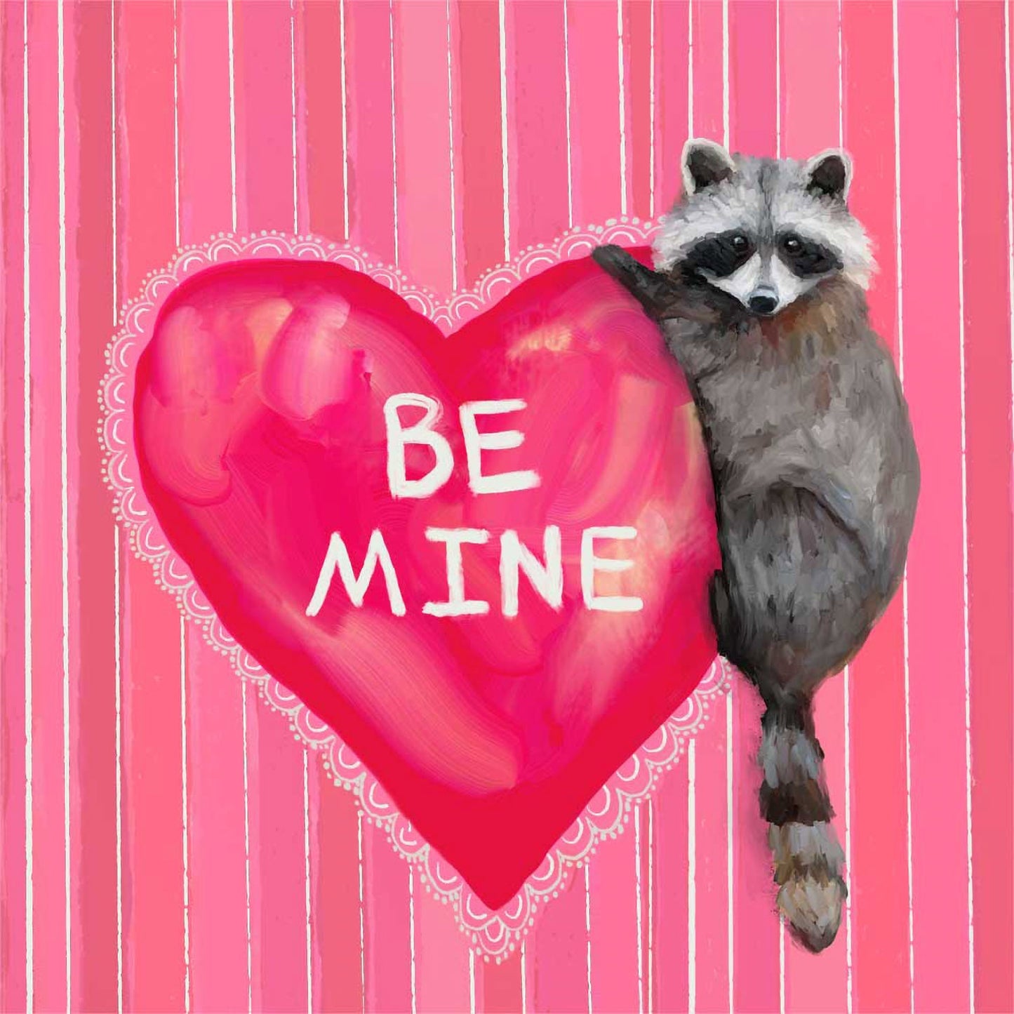 Valentine Raccoon Canvas Wall Art