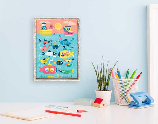 Cat Fish Mini Framed Canvas